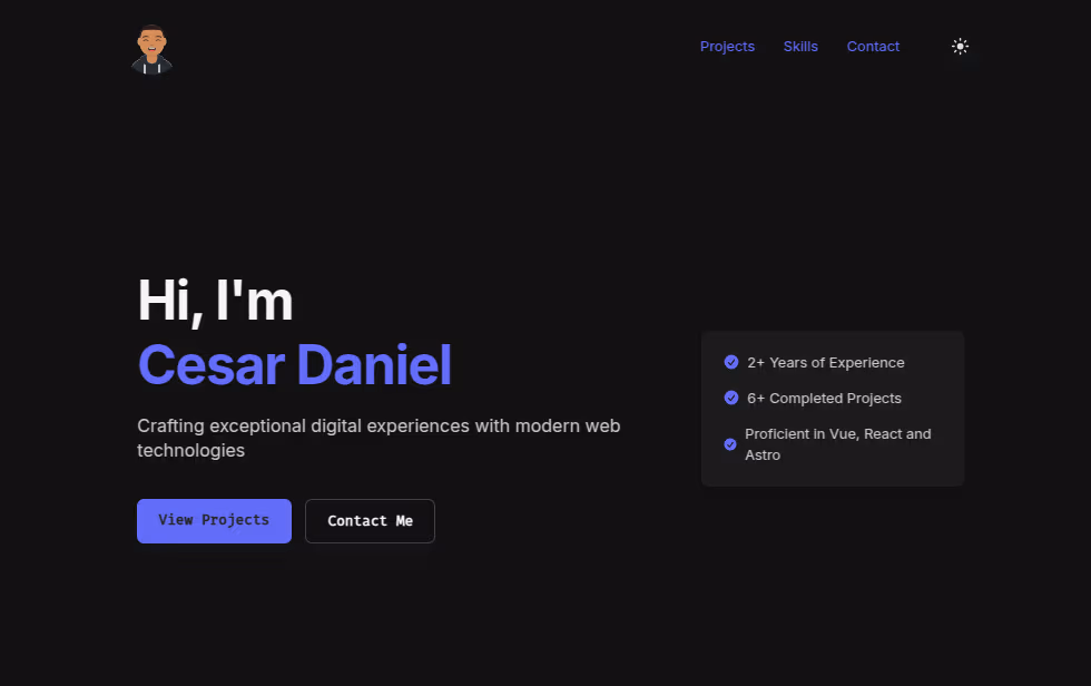 Screenshot of Developer Portfolio project