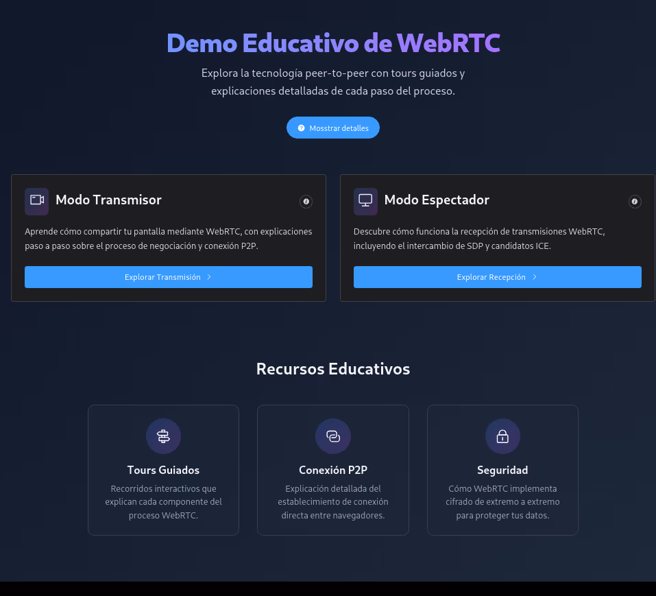 Screenshot of WebRTC Educational Demo project